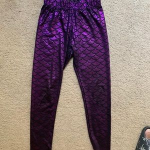 Metallic purple mermaid leggings